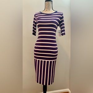 Red white and blue striped LuLaRoe dress
